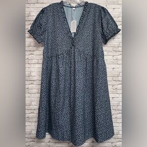 Made With Heart❤️ Size Large Blue Floral Lightweight Flowy Sundress NEW